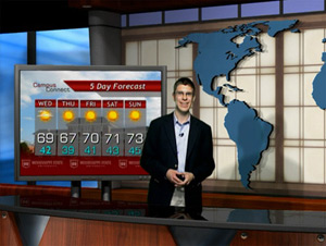 Ryan Hoke gives a forecast at Mississippi State University